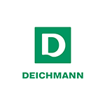 Deichmann im Wollhaus Heilbronn - Schuhmode und Accessoires für Damen, Herren und Kinder Das Logo on Deichmann zeigt ein weißes "D" auf grünem Grund und dem "Deichmann" Schriftzug in grün darunter