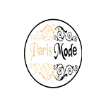 Paris Mode im Wollhaus Heilbronn - Modeboutique für Fest- und Abendkleider Das Bild zeigt das Kreisförmige Logo von Paris Mode auf einem weißen Grund. Das Logo ist in schwarz und gelb gehalten.