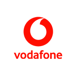 Vodafone im Wollhaus in Heilbronn - Telekommunikationsunternehmen mit Mobiltelefonen, Verträgen, Zubehör und mehr im Angebot. Das Logo zeigt einen weißen Grund mit dem roten Vodafone-Logo.
